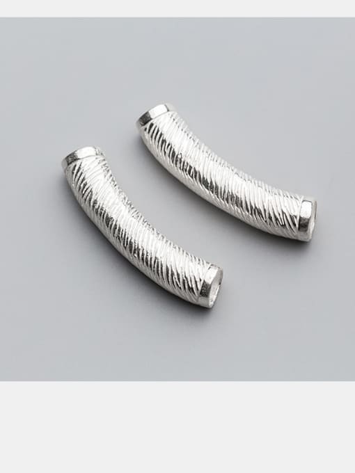 FAN 925 Sterling Silver With Silver Plated Striped Bent Pipe 2