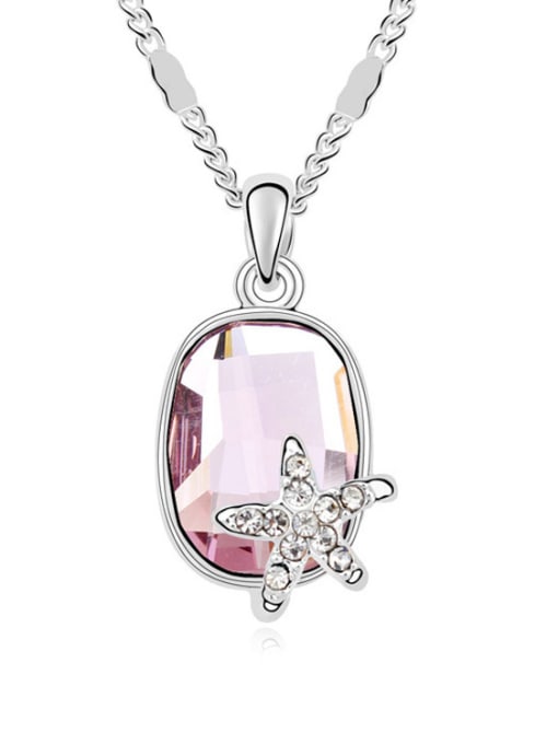 pink Fashion austrian Crystal Little Starfish Alloy Necklace