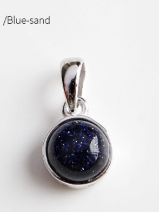 Blue-Sand Sterling silver crystal agate geometry semi-precious stones pendant