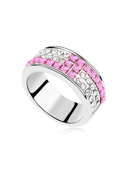 pink Fashion Tiny austrian Crystals Alloy Platinum Plated Ring
