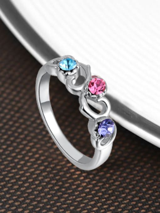 Ronaldo Elegant Platinum Plated Heart Shaped Crystal Ring 1