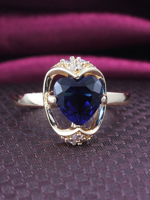 SANTIAGO Blue Heart Shaped Zircon 18K Gold Plated Ring 2