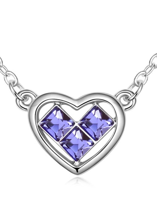 QIANZI Simple Square austrian Crystals Heart Pendant Alloy Necklace 3