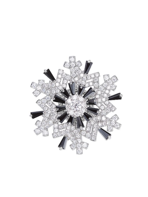 CEIDAI Fashion Snowflake Cubic Zircon Copper Brooch 0