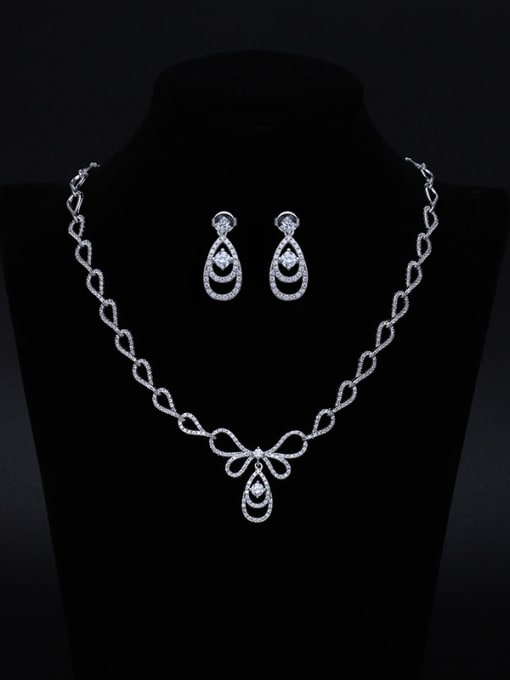 Luxu E;egatLuxury Two Pieces Jewelry Fashion Wedding Accessories 0