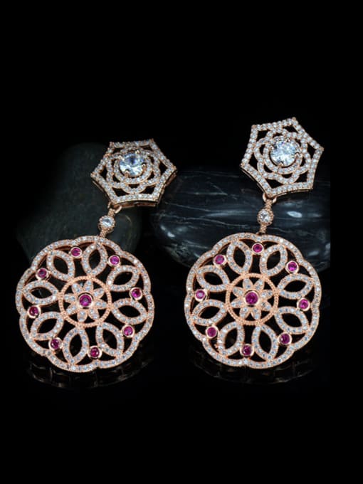 Rose Gold Rose Gold Plated Flower drop earring