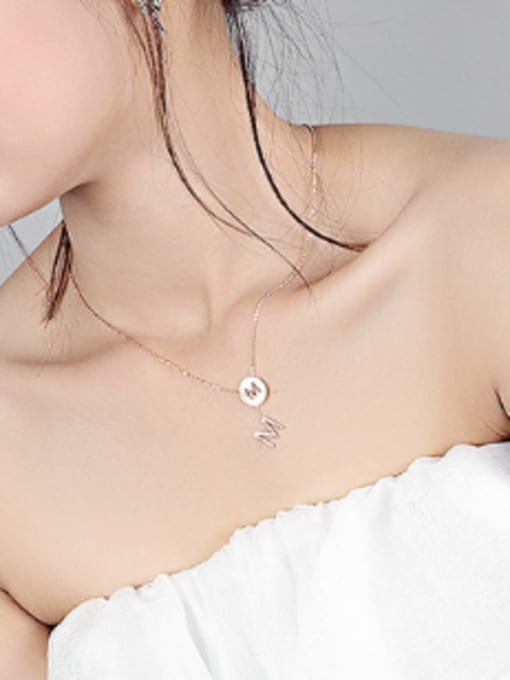Open Sky Simple Letter M Rose Gold Plated Titanium Necklace 1