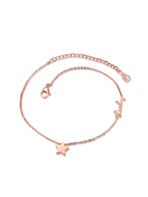 Open Sky Simple Lucky Star Rose Gold Plated Titanium Anklet 0
