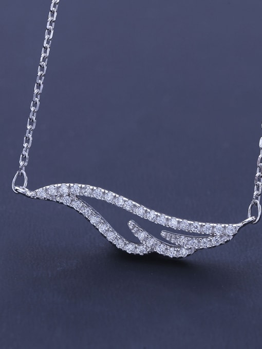 One Silver Wing Zircon Necklace 2