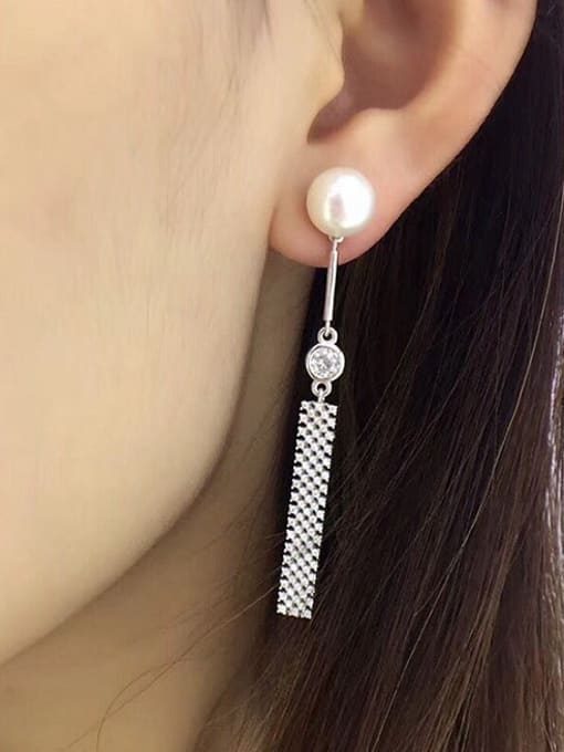 EVITA PERONI 2018 Fashion Freshwater Pearl Zircon drop earring 1