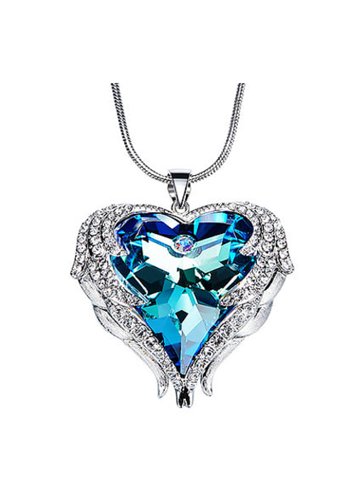 Blue 2018 Heart-shaped austrian Crystal Necklace