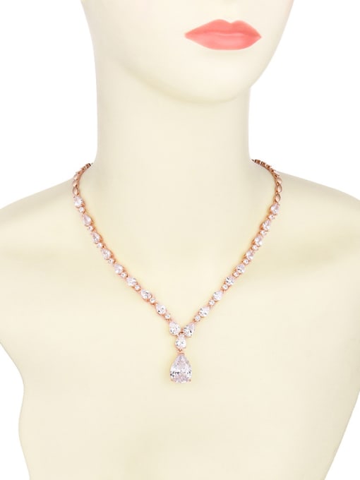Mo Hai Copper With  Cubic Zirconia  Classic Water Drop Earrings And Necklaces 2 Piece Jewelry Set 2