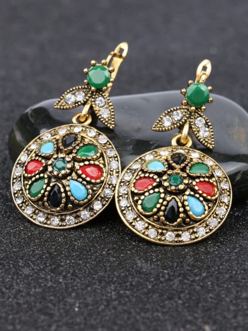 Gujin Bohemia Retro style Colorful Resin stones Crystals Alloy Earrings 2