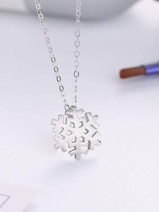 One Silver Snowflake Shaped Necklace 2