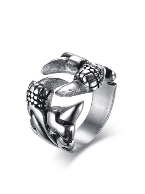 CONG Vintage Claw Shaped Stainless Steel Ring 0
