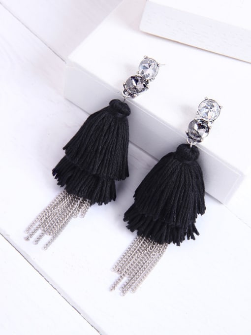 Black -2 Bohemia Style Personality Women Long Tassel Drop Earrings