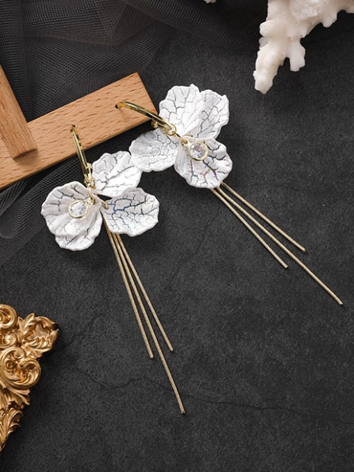 B  White Alloy With Imitation Gold Plated Fashion Flower Hook Earrings