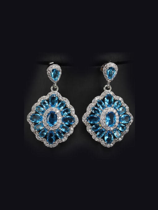 light Blue Fashion Flower Drop Chandelier earring