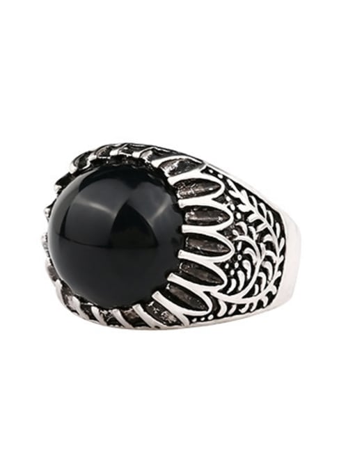Gujin Personalized Round Resin Stone Silver Plated Alloy Ring 1