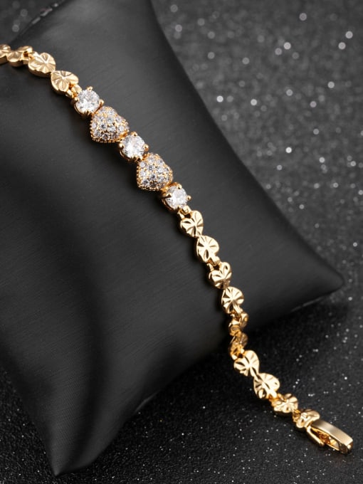 Open Sky Fashion Heart shapes Zircon Gold Plated Bracelet 2