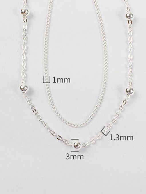 DAKA Sterling Silver personality minimalist beads chain double Bracelet 3