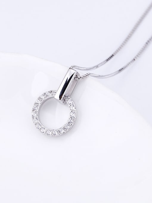 OUXI 18K White Gold 925 Sterling Silver AAA zircon Necklace 1