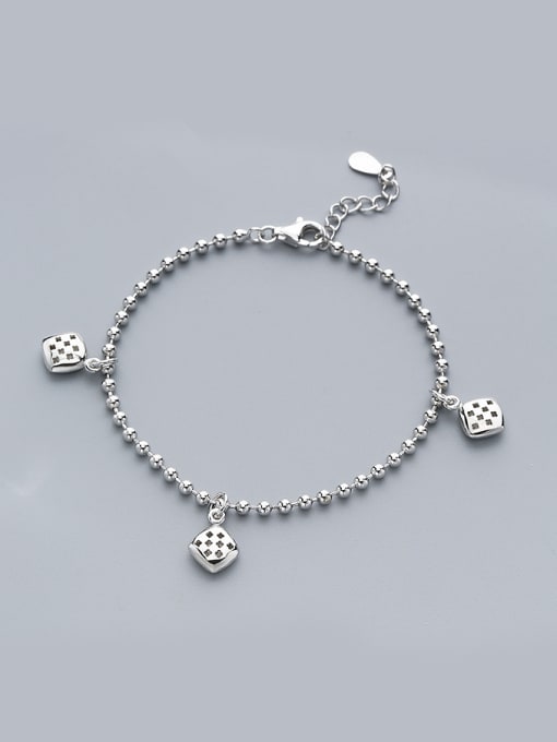 White Trendy 925 Silver Square Shaped Bracelet