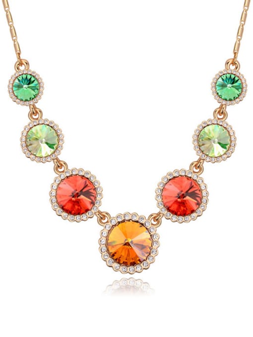 multi-color Fashion Champagne Gold Cubic austrian Crystals Alloy Necklace