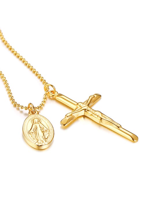 CONG Stainless Steel With Gold Plated Vintage Cross Necklaces 4