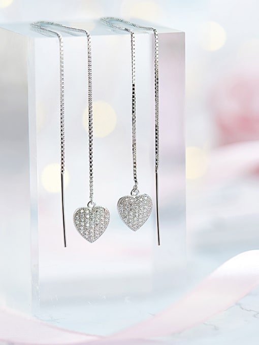 CEIDAI S925  Silver Heart-shaped threader earring 0