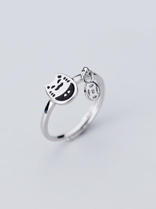 Rosh 925 Sterling Silver With Platinum Plated Simplistic Cat Free Size  Rings 0