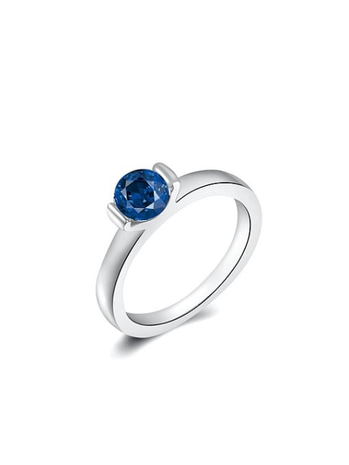 Ronaldo Fashionable Blue Swiss Zircon Geometric Shaped Ring