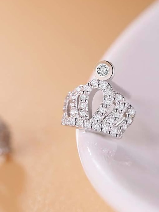 White 925 Silver Crown Shaped cuff earring