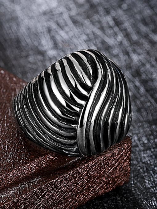 Ronaldo Punk Style Stripe Design Stainless Steel Ring 1