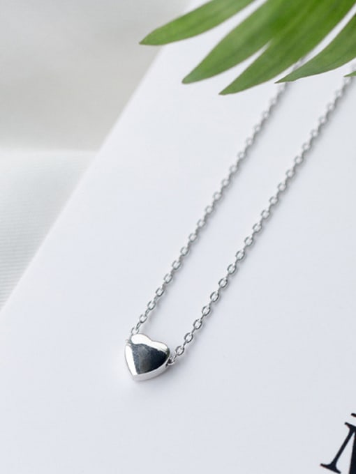 white Temperament Heart Shaped S925 Silver Necklace