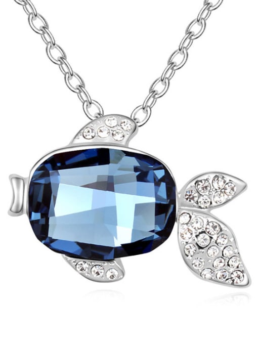 royal blue Fashion austrian Crystals Fish Pendant Alloy Necklace