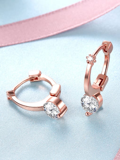 OUXI Simple Zircon Rose Gold Plated Earrings 2