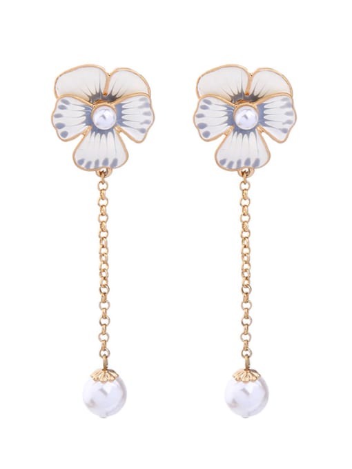 KM Flower Artificial Pearls Drop Chandelier earring 0