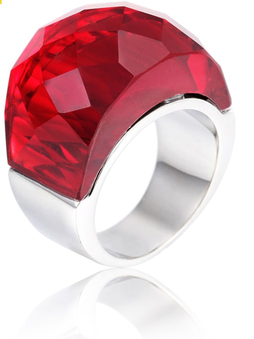 Red steel Stainless Steel With Gold Plated Trendy Geometric Party Multistone Rings