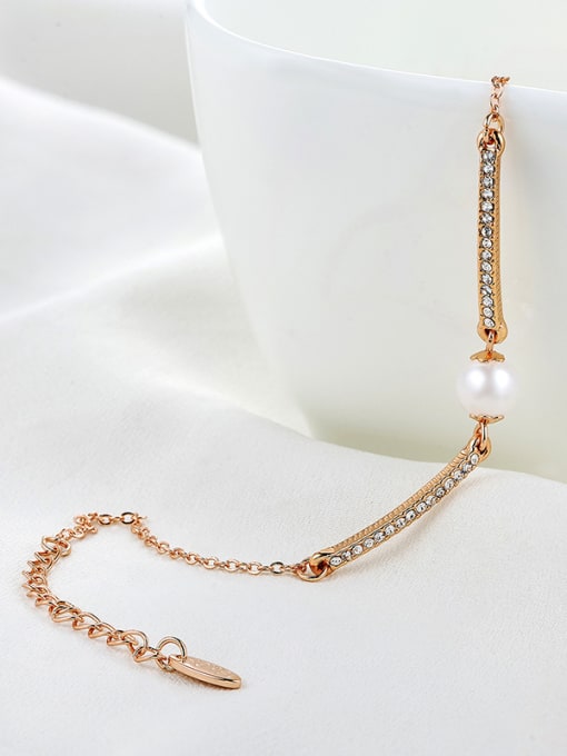 Rose Gold Fashion Rose Gold Plated Artificial Pearl Bracelet