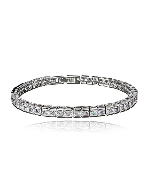 White Gold Exquisite 18K Gold Plated Square Zircon Bracelet