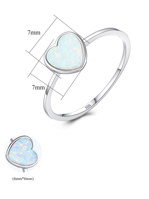 CCUI 925 Sterling Silver With Opal Fashion Heart Band Rings 4
