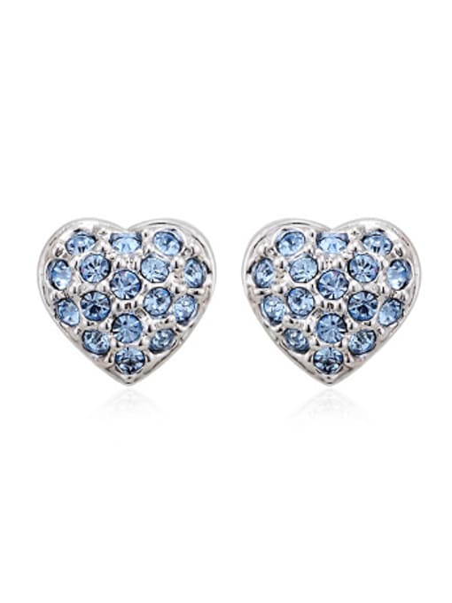 Blue Heart shaped Austria Crystals Stud Earrings