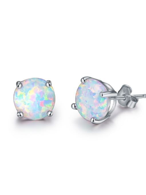 UNIENO Small Round Shaped Opal Fashion Stud Earrings 0