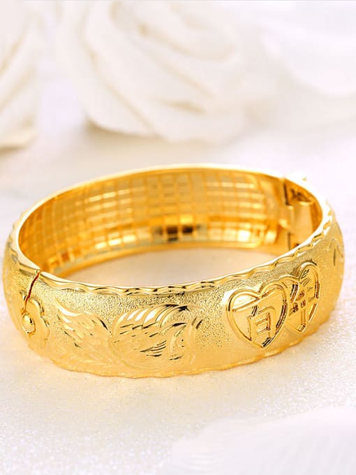XP Copper Alloy 23K Gold Plated Ethnic style Dragon and Phoenix Bangle 1