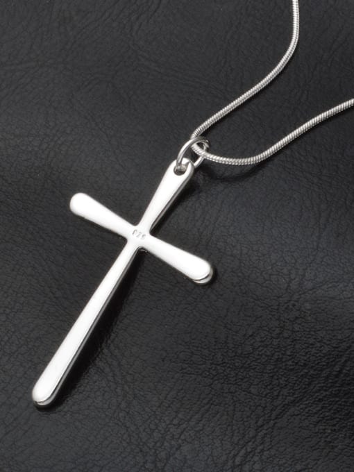 Ya Heng Simple Smooth Cross Pendant Copper Necklace 2