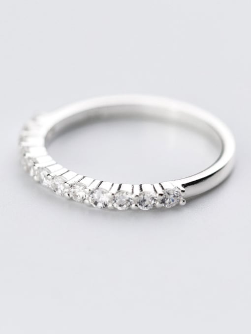 Rosh Temperament Geometric Shaped Rhinestones S925 Silver Ring 0