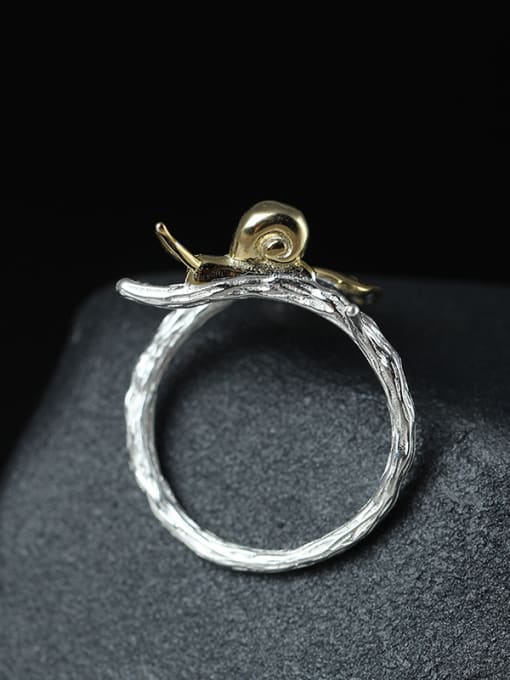 SILVER MI Ginkgo Leaves Lovely Snail Adjustable Ring 1