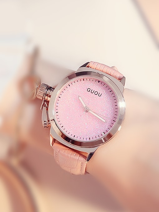 pink GUOU Brand Simple Shiny Watch