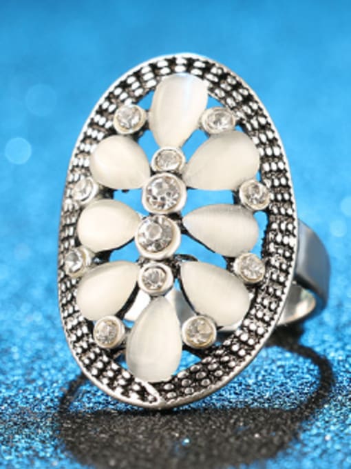 Gujin Fashion Elegant Opal stones Crystal Hollow Alloy Ring 2